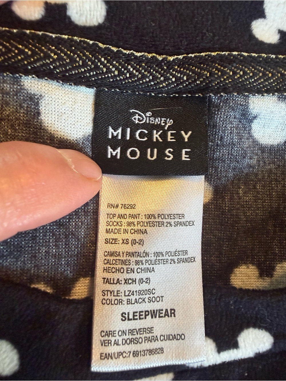 Women’s Disney Mickey Mouse pajama  fleece long sleeve Crewneck top size XS 0-2 - Picture 6 of 7